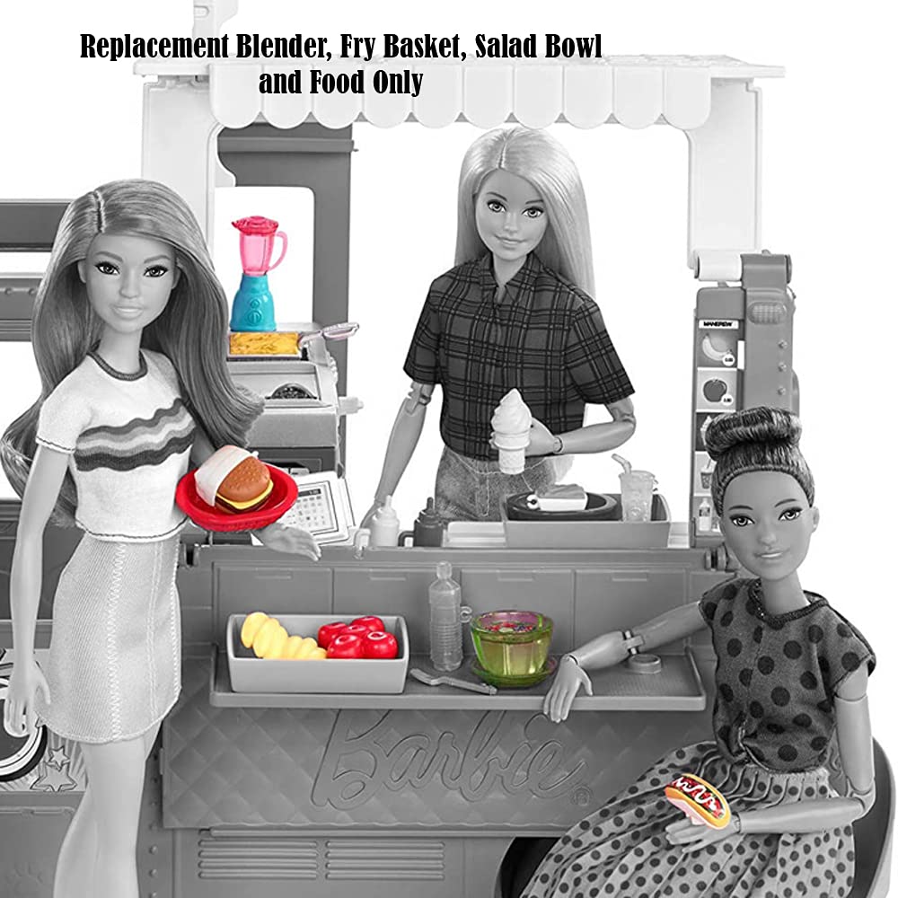 Replacement Parts for Fresh 'n Fun Food Truck Barbie Doll Playset - GMW07 ~ Replacement Blender, Fry Basket, Salad Bowl and Food