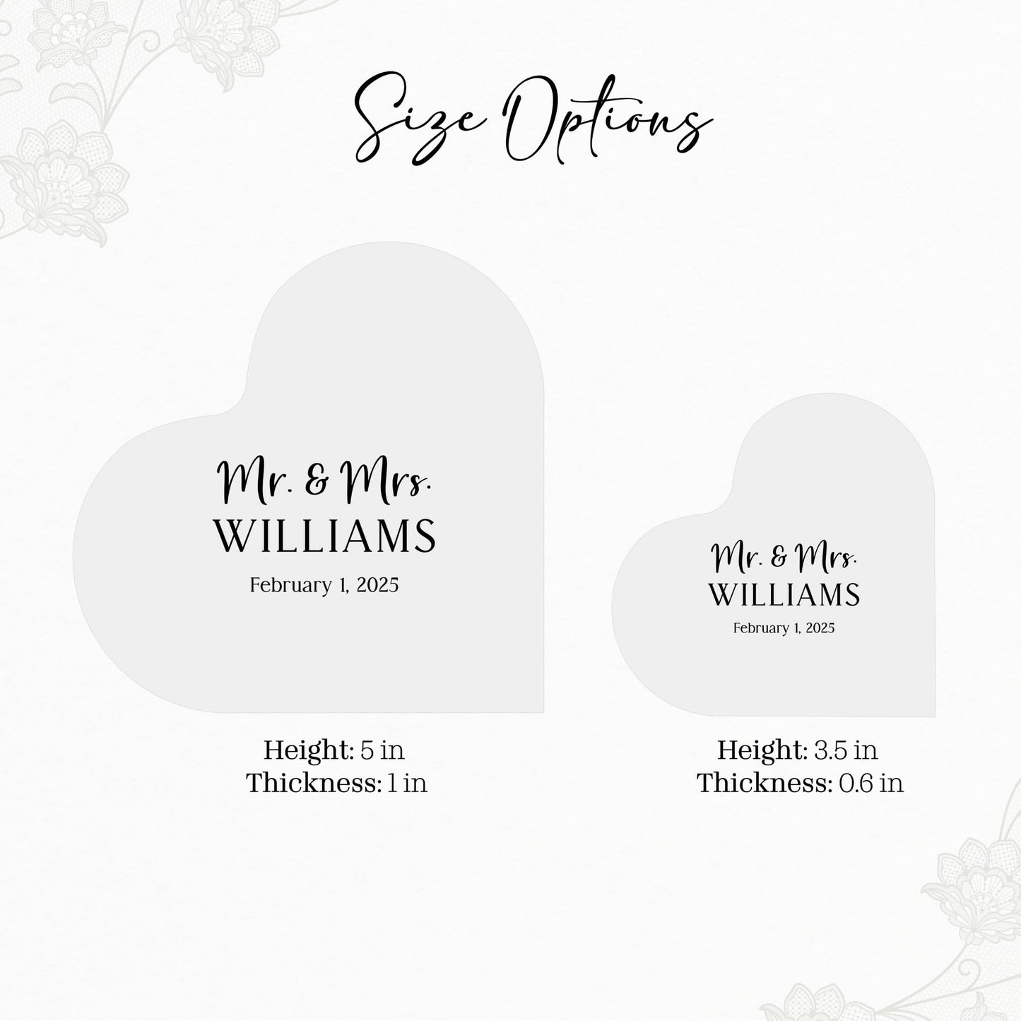 Personalized Wedding Heart Acrylic Block Mr & Mrs Cake Topper, Custom Wedding Keepsake Bride & Groom