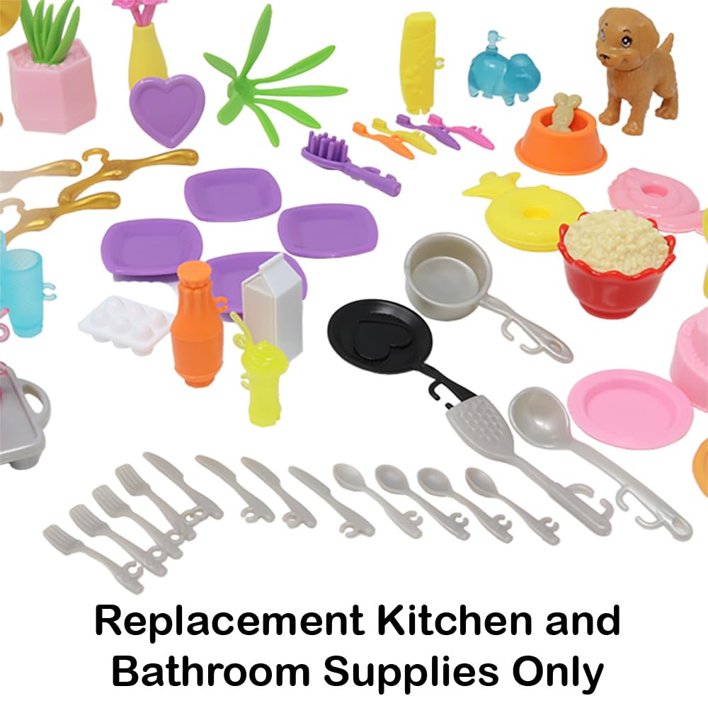 Replacement Parts for Barbie Doll Dreamhouse Doll House Playset HMX10 - Replacement Kitchen and Bathroom Supplies