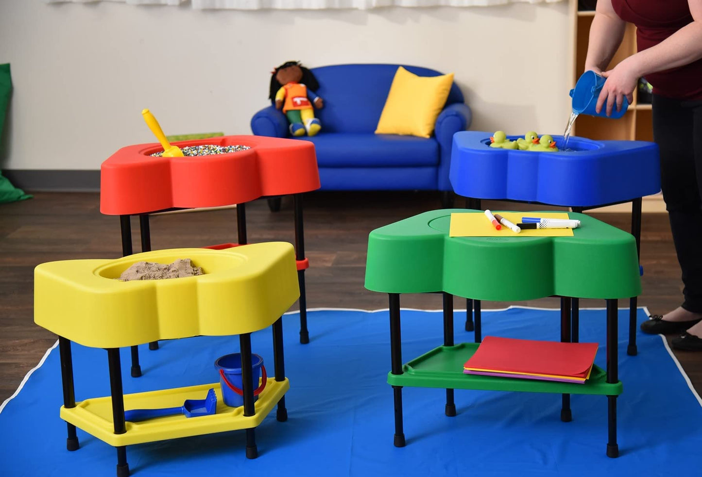 Children's Factory - AFB5100PY Toddler Sensory Table with Lid, Adjustable Height Sand & Water Indoor/Outdoor Play Equipment for Kids