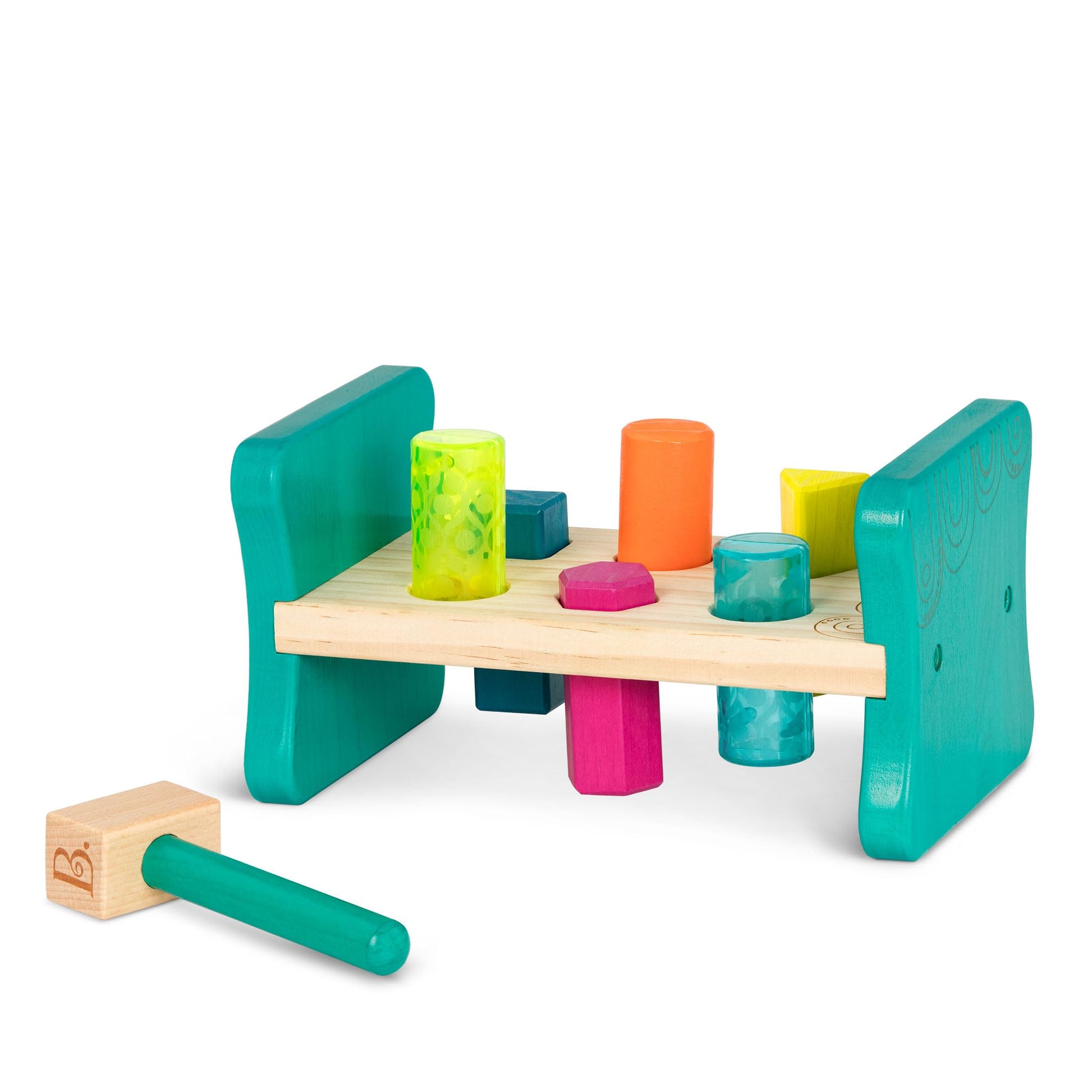 B. toys Wooden Shape Sorter, Colorful Pound & Play