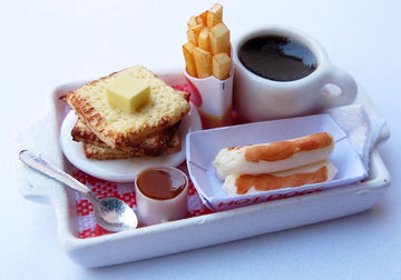 ThaiHonest Dollhouse Miniature Food Set Pancake,French Fries and Coffee Collectibles