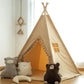 RONGFA Kids Teepee Tent with Lights &Large Pompoms & Carry Bag, Machine Washable Tent for Kids Indoor, Toddler Teepee for Girls & Boys（Without Mat）