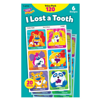 I Lost A Tooth Tear & Share Stickers® Value Pack, 120 Seals/Pack - Spread Sticker Joy!