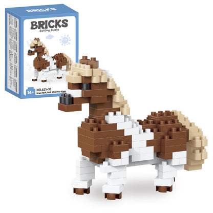 QISHOUTING Horse Mini Building Toy for Kids, Farm Animals Mini Stallion Building Blocks & Learning Toy for Girls Boys, Stallion Figurine Toys