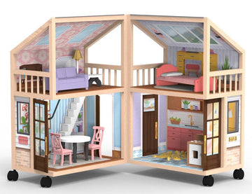KidKraft So Darling Wooden Dollhouse on Wheels with 29 Accessories