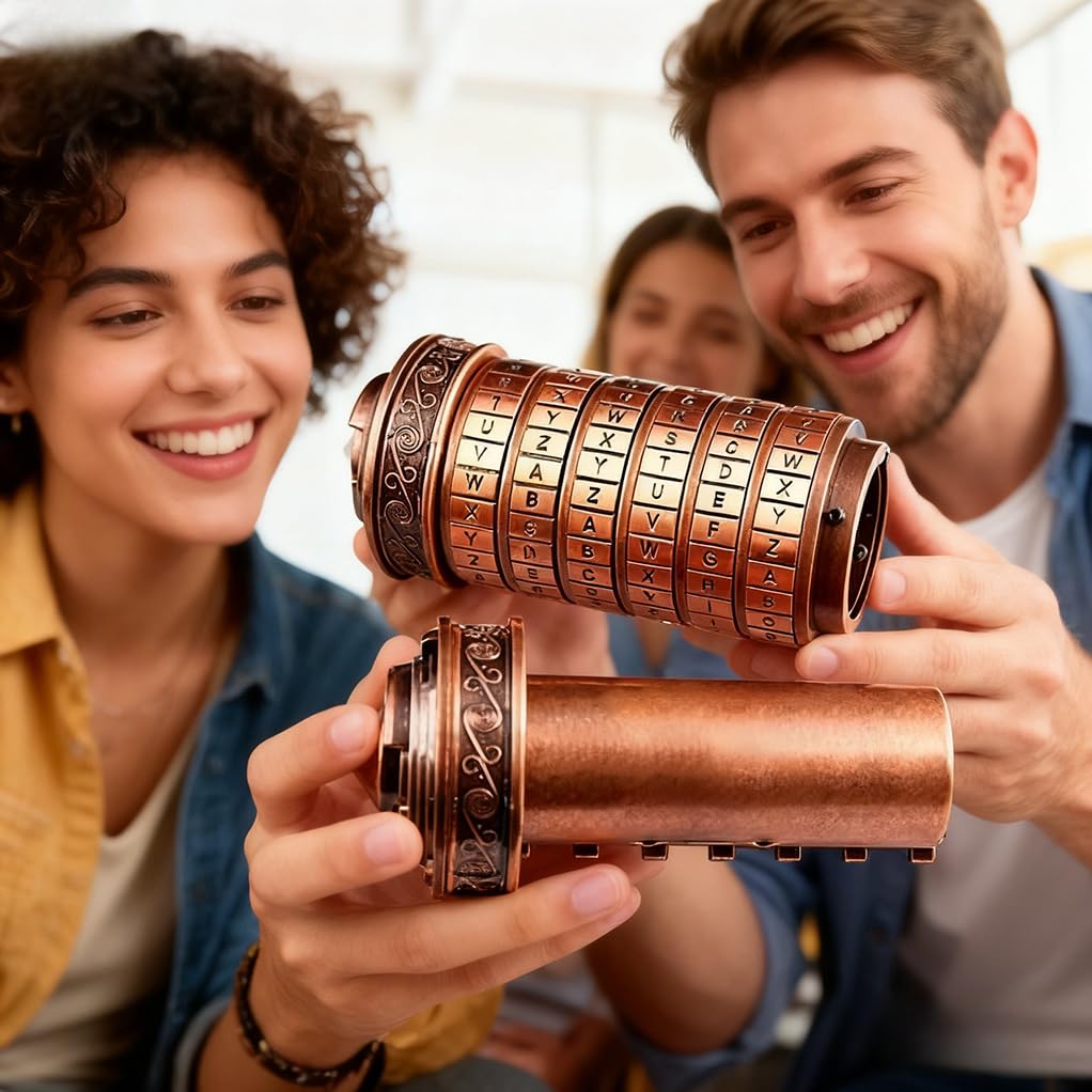 Unique Cryptex Da Vinci Code Mini Cryptex Lock Puzzle Boxes with Hidden Compartments Heavy Real Metal Novelty Birthday Big Enough for Notes,Paper
