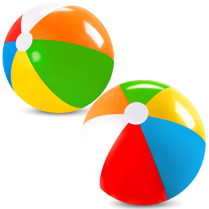 JOYIN 2-Pack 20" Beach Balls - Pool Toys Large Inflatable Beach Ball Swimming Pool Water Games, Classic Rainbow Color Beachball Luau Birthday