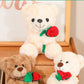 YUKOUQIAN Teddy Bear Stuffed Animal Cute Flower Plush Doll Toy 8 inch for Girls Boys Christmas (Bear Flower White)