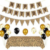 Leopard Party Decorations Cheetah Happy Birthday Banner Cheetah Theme Balloons Leopard Print Tablecloth for Safari Wild Birthday Party Supplies (Gold