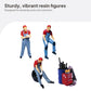 Yiju 1/64 Scale Hand Painted Repairman Figurines, Resin Miniature People for Diorama and Car Model Scenes, Red A (3 Figurines + Toolbox)