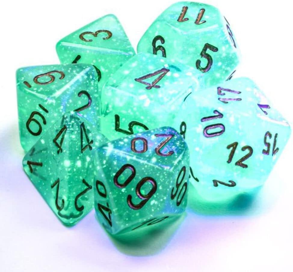 dICE Borealis Light Green/Gold Luminary Polyhedral 7-Die Set (27575)