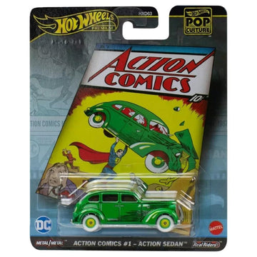 Hot Wheels Model Car Superman Action Comics 1 Action Sedan - Die Cast Scale 1:64 - Length 8 cm - HVJ50 - Series Pop Culture