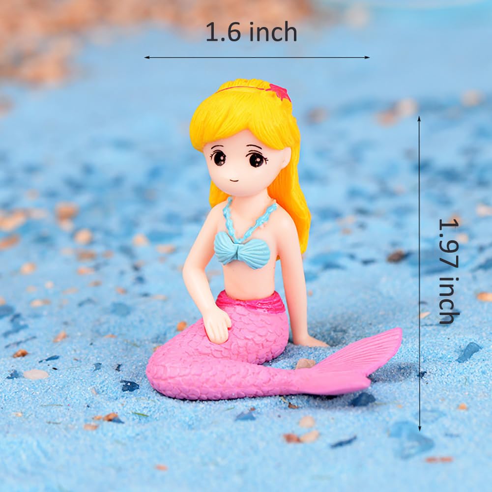 8 Pcs Mermaid Miniature Figurines Mermaid Toy Figure Collection Playset Doll Cake Toppers Birthday DIY Cake Decoration Wedding Party Supplies