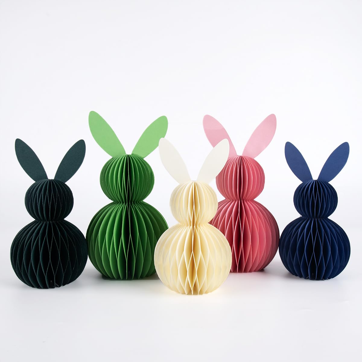 Easter Decorations,5 Pcs Easter Bunnys Honeycomb Table Centerpiece,3D Rabbits for Spring Easter Decors, Garden Party, Egg Hunt Supplies
