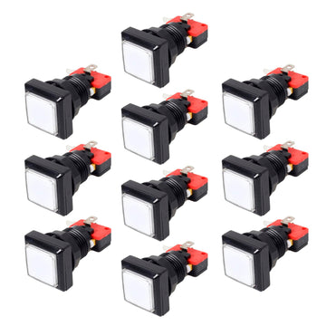EG Starts 10x Arcade Square Shape LED Illuminated Push Button with Micro Switch Compatible for Arcade Machine Gaming Video Game Consoles Jamma Kit