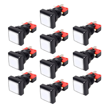 EG Starts 10x Arcade Square Shape LED Illuminated Push Button with Micro Switch Compatible for Arcade Machine Gaming Video Game Consoles Jamma Kit