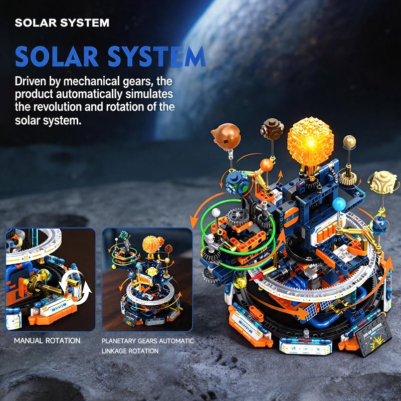 kececo Solar System Sci-Fi Globe Planet Building Blocks Toy, STEM Aerospace Educational Series, Creative Desktop Ornament Model, High-Difficulty