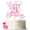 Bejotaa Pink Glitter Happy 21st Birthday Cake Topper 1pcs