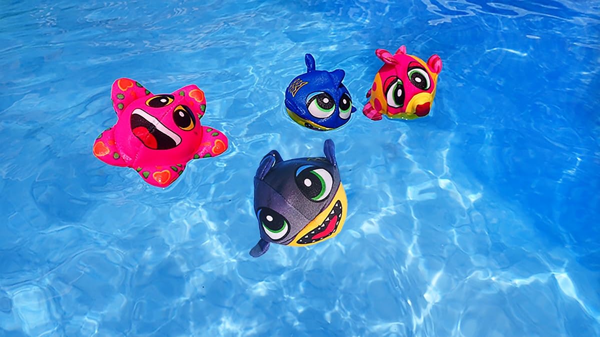 Set of 4 Pink and Yellow Fish Splasher Bombs Outdoor Pool Game 5"