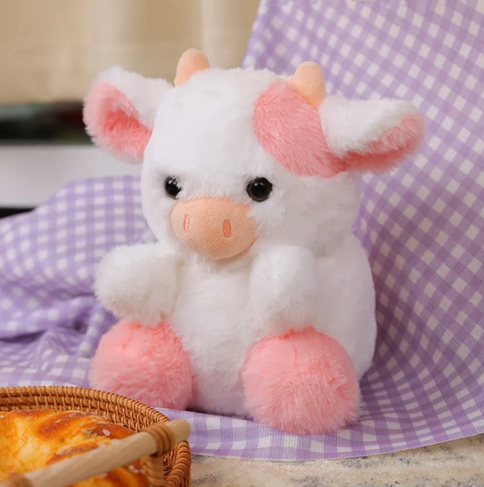 GracesDawn Cow Plush Toy, Plush Pillow Cow Toy, Palm Cows Plush Stuffed Animal Toy, Cartoon Cute Pink Cow Plush Toy, 7.8 inches high