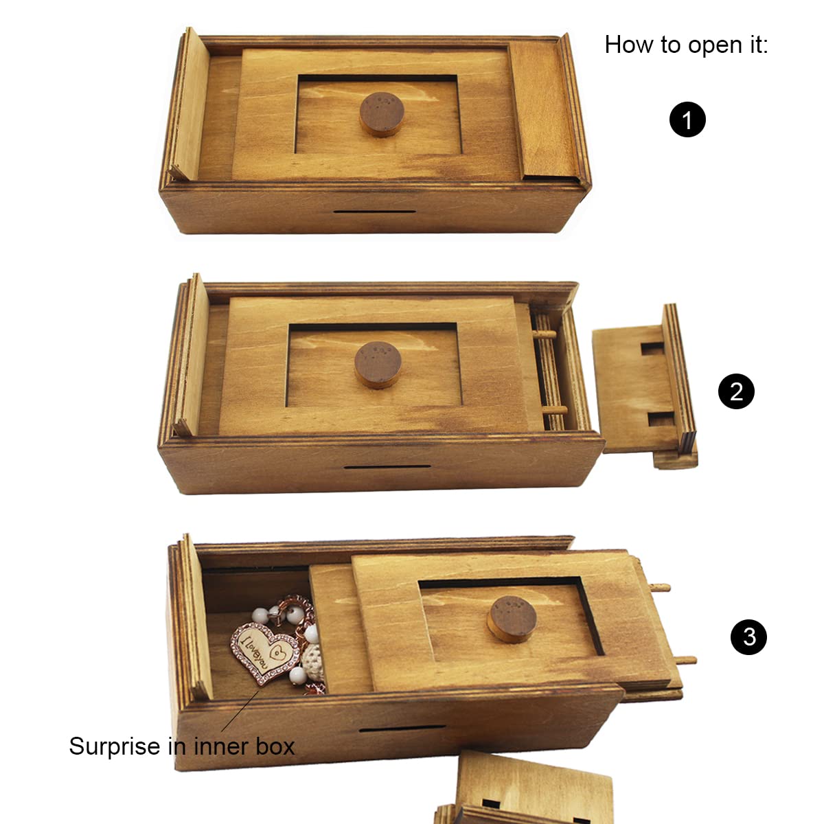 Wooden Puzzle Boxes with Hidden Compartments Intelligent Brain Teasers for Teens Adults Money Cards Gifts Difficult Game Medifier Wood Puzzuling Case
