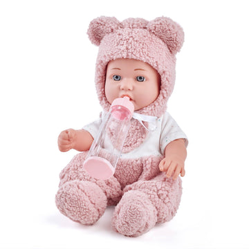 eDollable 12 inch Baby Doll Playset with Accessories - Bottle, Clothes, Pacifier, Blanket, Educational Pretend-Play Toys for Toddlers, Gift for Girls