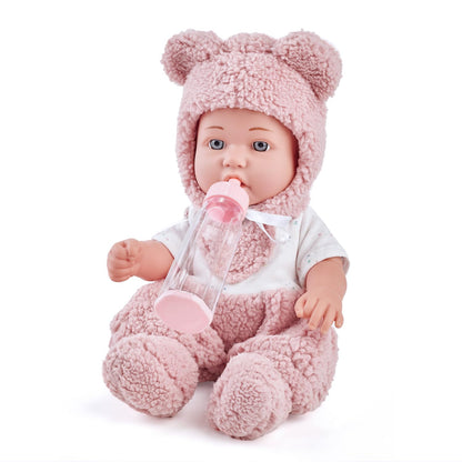 eDollable 12 inch Baby Doll Playset with Accessories - Bottle, Clothes, Pacifier, Blanket, Educational Pretend-Play Toys for Toddlers, Gift for Girls