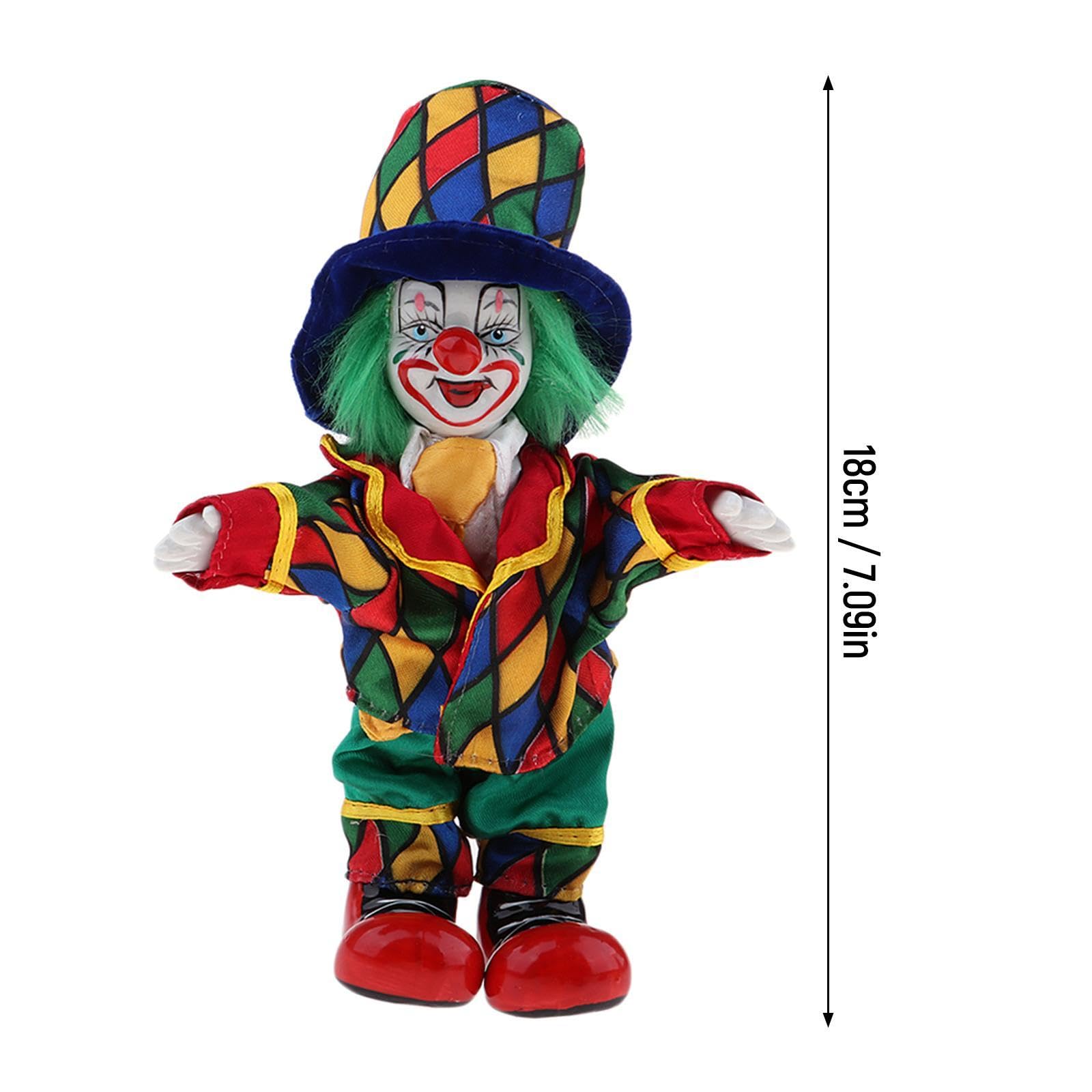 Baosity 18cm Hand Painted Porcelain Clown Doll Figure Doll Halloween Decor Ornaments