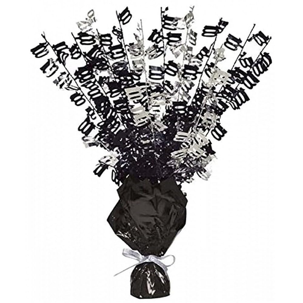 Unique Party 56498 - Glitz Black 100th Birthday Balloon Weight Centrepiece