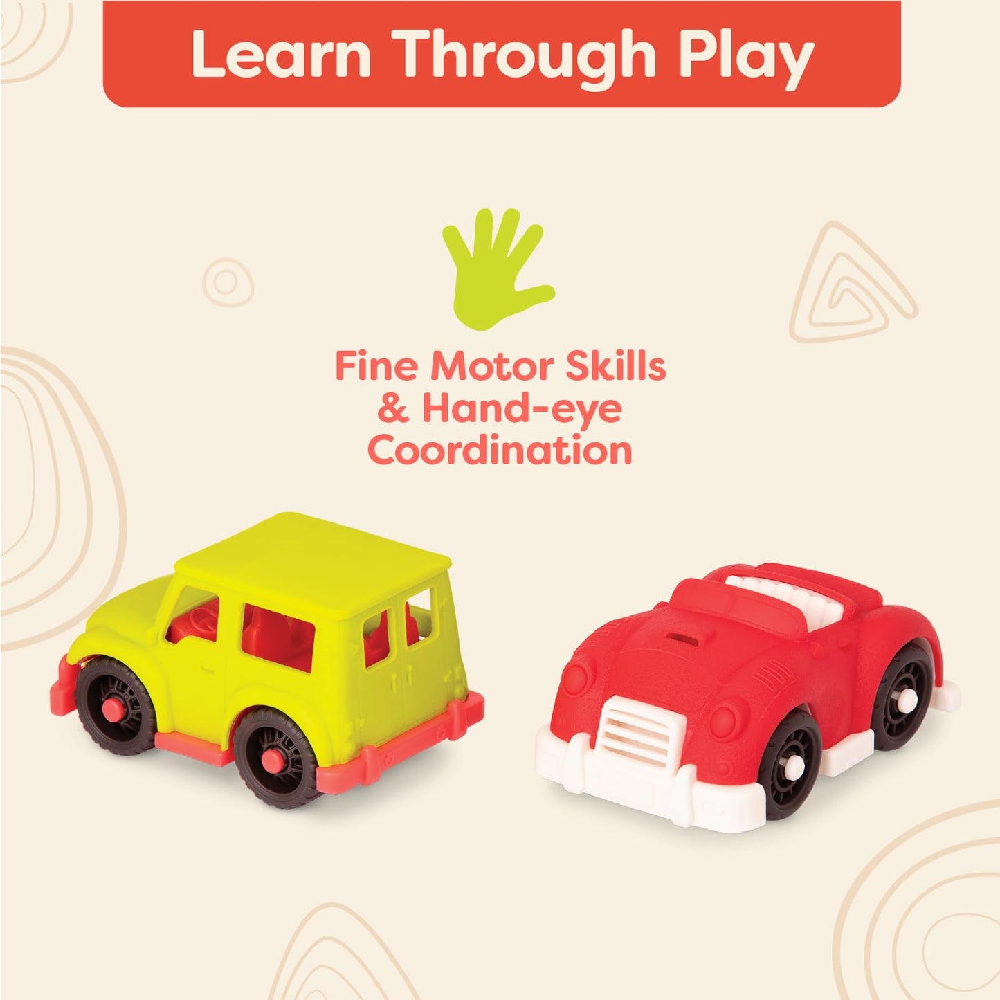 B. toys Toy Cars, Happy Cruisers 4 Mini Vehicles for Toddler Play