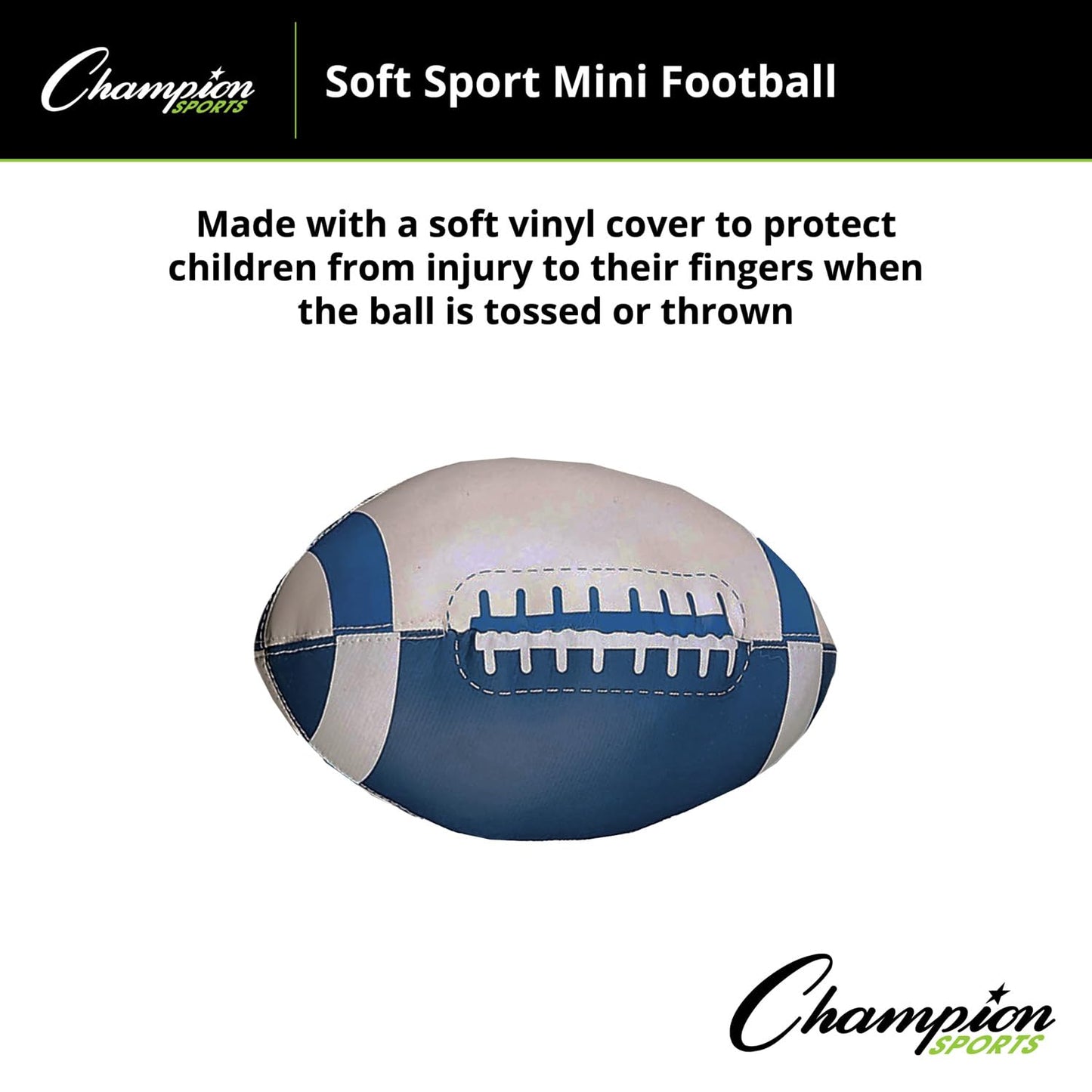 Champion Sports Soft Foam Mini Football, Blue/White, 8"