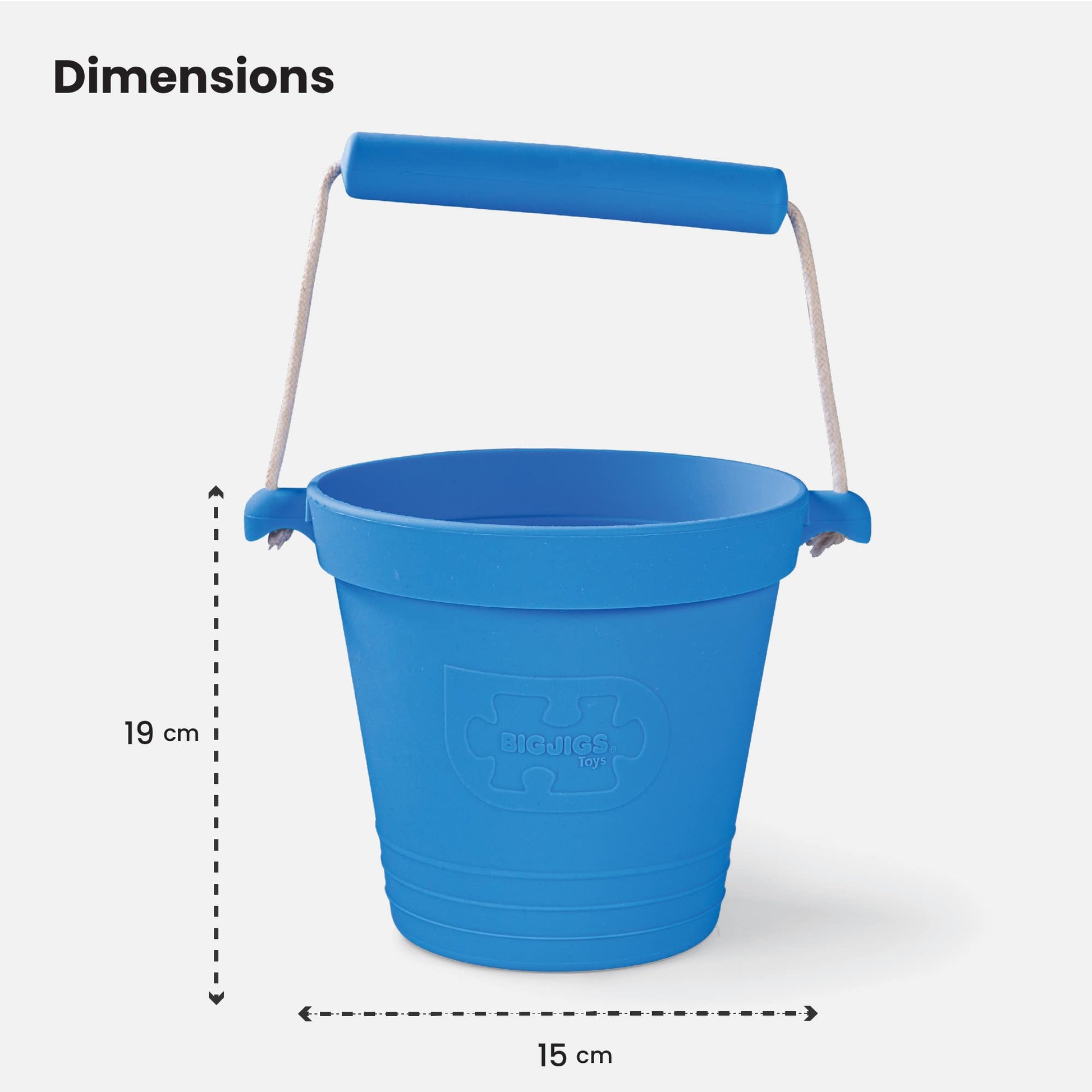 Bigjigs Toys Adventure Collapsible Bucket (Ocean Blue) - Silicone Bucket for Sandpit, Holiday Toys for Toddlers, Quality Sand and Water Toys