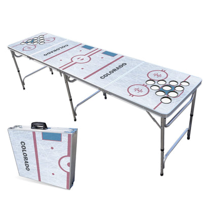 8-Foot Professional Beer Pong Table w/Cup Holes - Colorado Hockey Rink