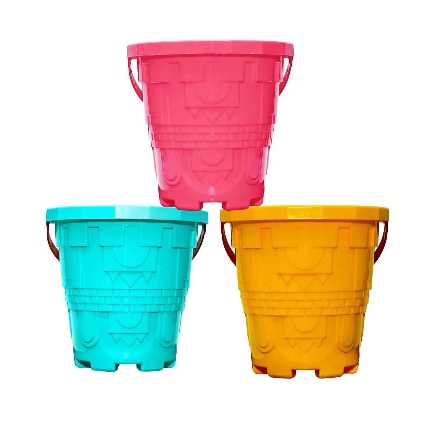 Holady Plastic Beach Castle Mold Buckets, 7.3'' Large Size Sand Bucket Water Bucket for Beach Fun Great Summer Party Accessory