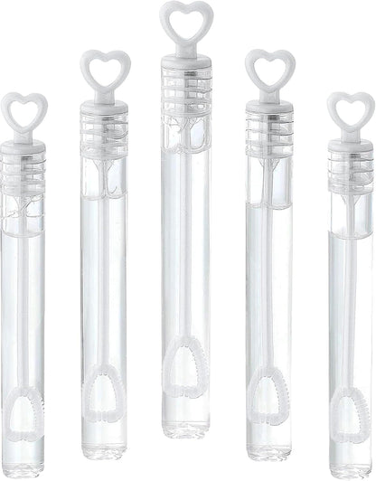 GIFTEXPRESS 96 pcs 4.2" White Heart Bubble Wands, Party Favors for Weddings Supplies, Valentine's Day, Party and Anniversaries (96 Pack)