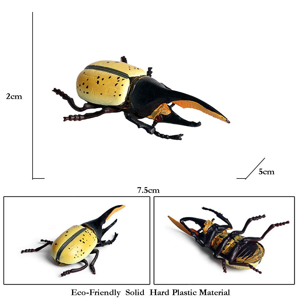 Flormoon Realistic Animal Figures Hercules Beetle Figurines Insect Toy, Science Project, Cake Topper, Early Educational Toys Birthday for Toddlers