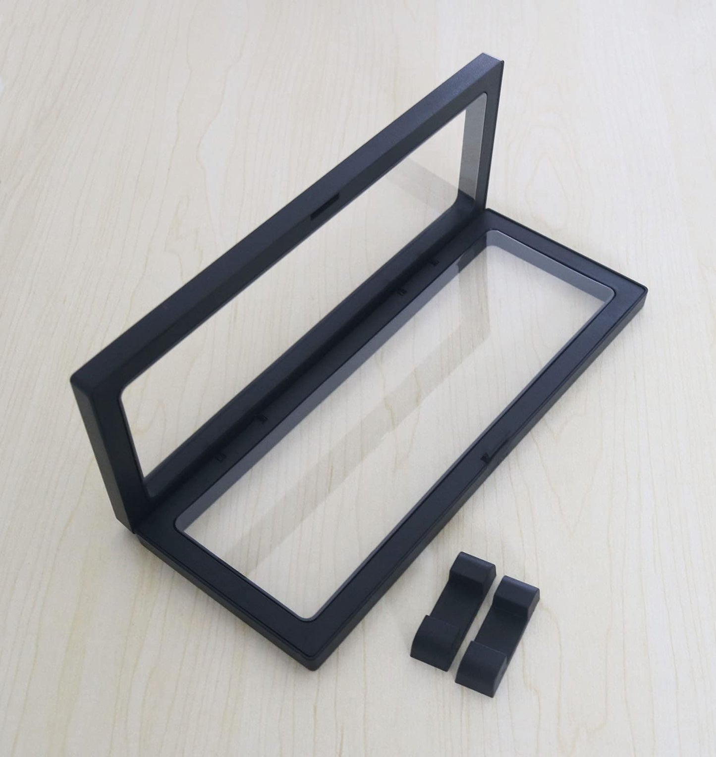 Coin Display Frame, Clear 3D Floating Holder Box Case for Challenge Coins, Medals, Specimens, Jewelry, 9 Inch, Black, Rectangle