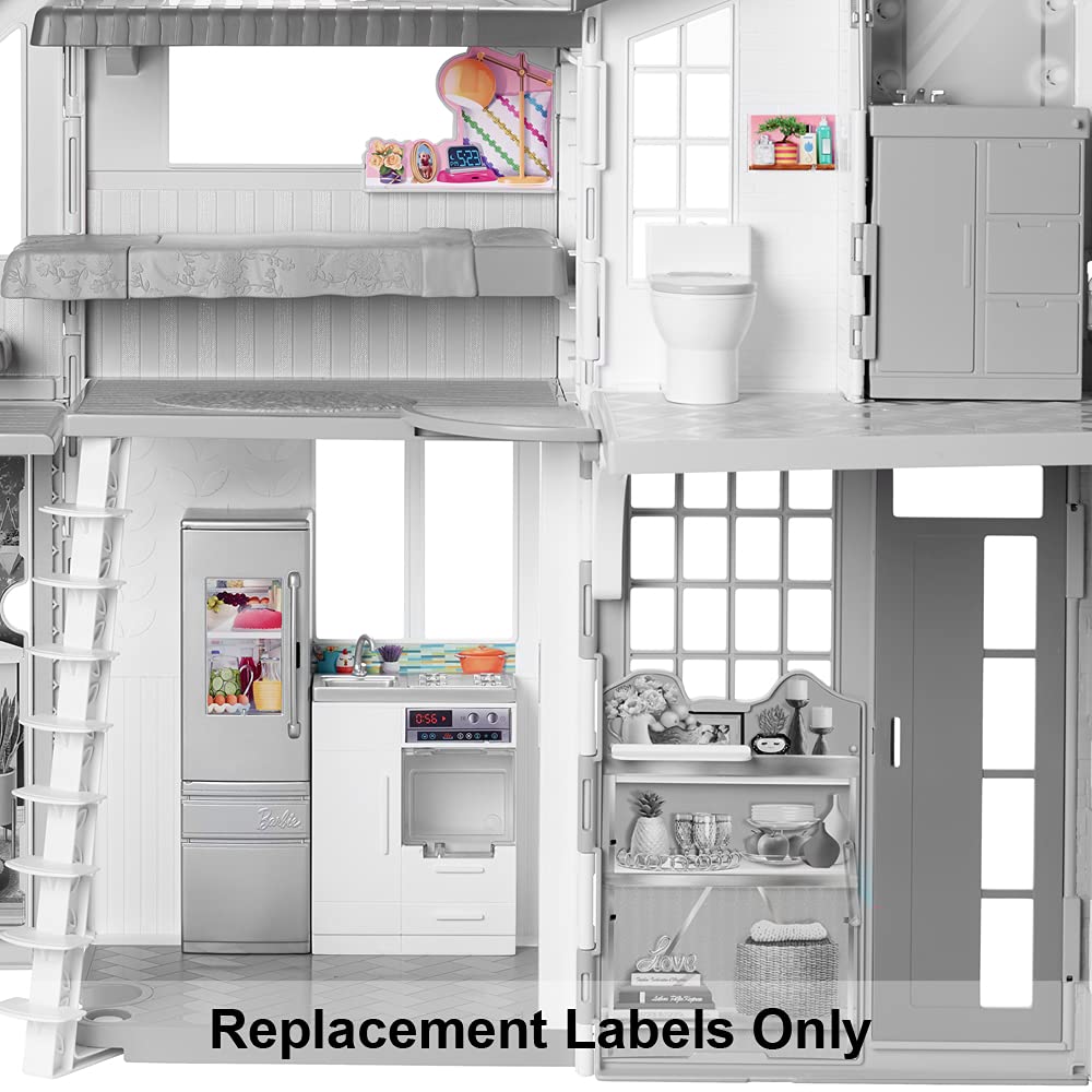 Barbi Replacement Stickers for Barbie Malibu House Playset - FXG57 - Replacement Labels, Multicolor