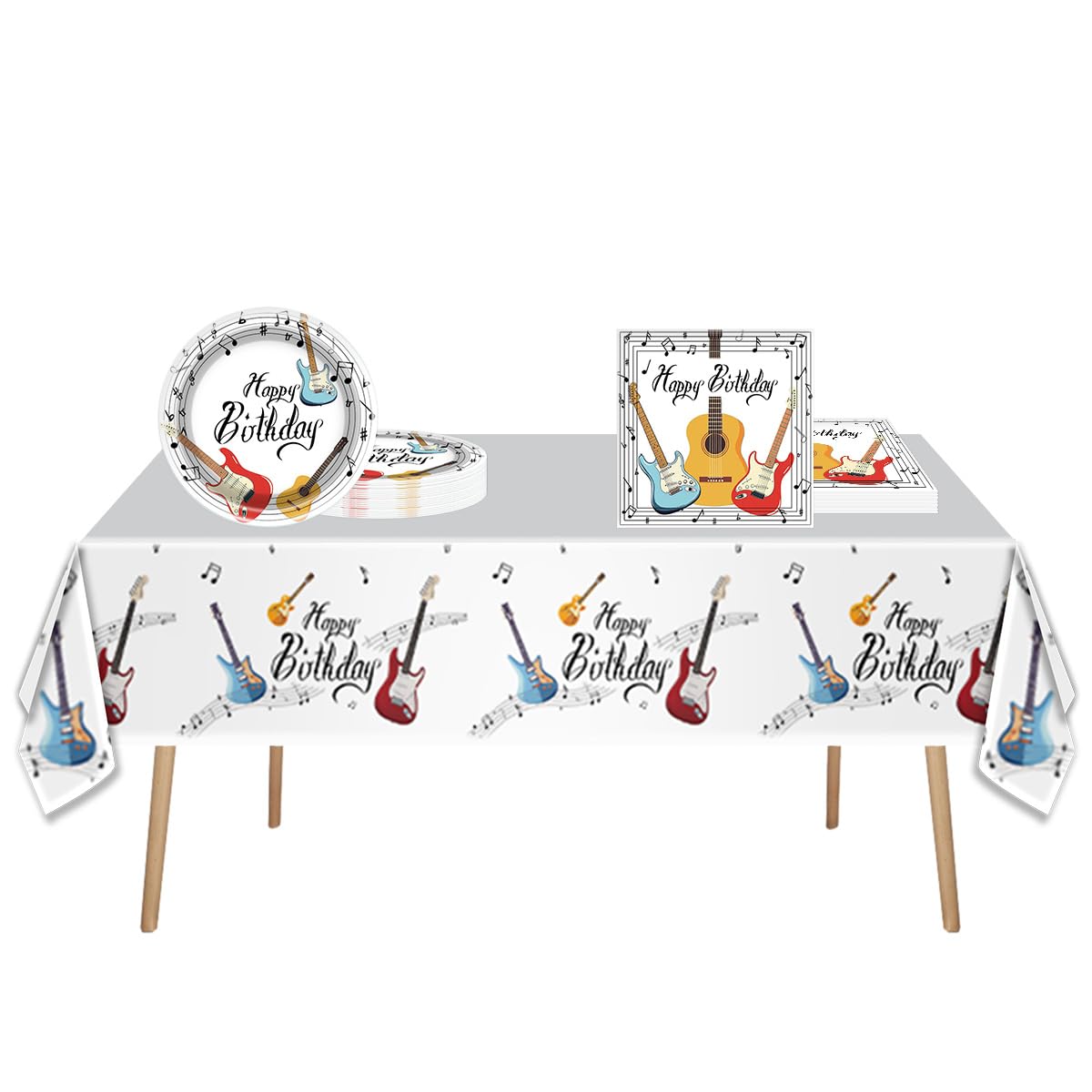 33pcs Rock Music Guitar Party Tableware, Music Guitar Notes Birthday Party Supplies