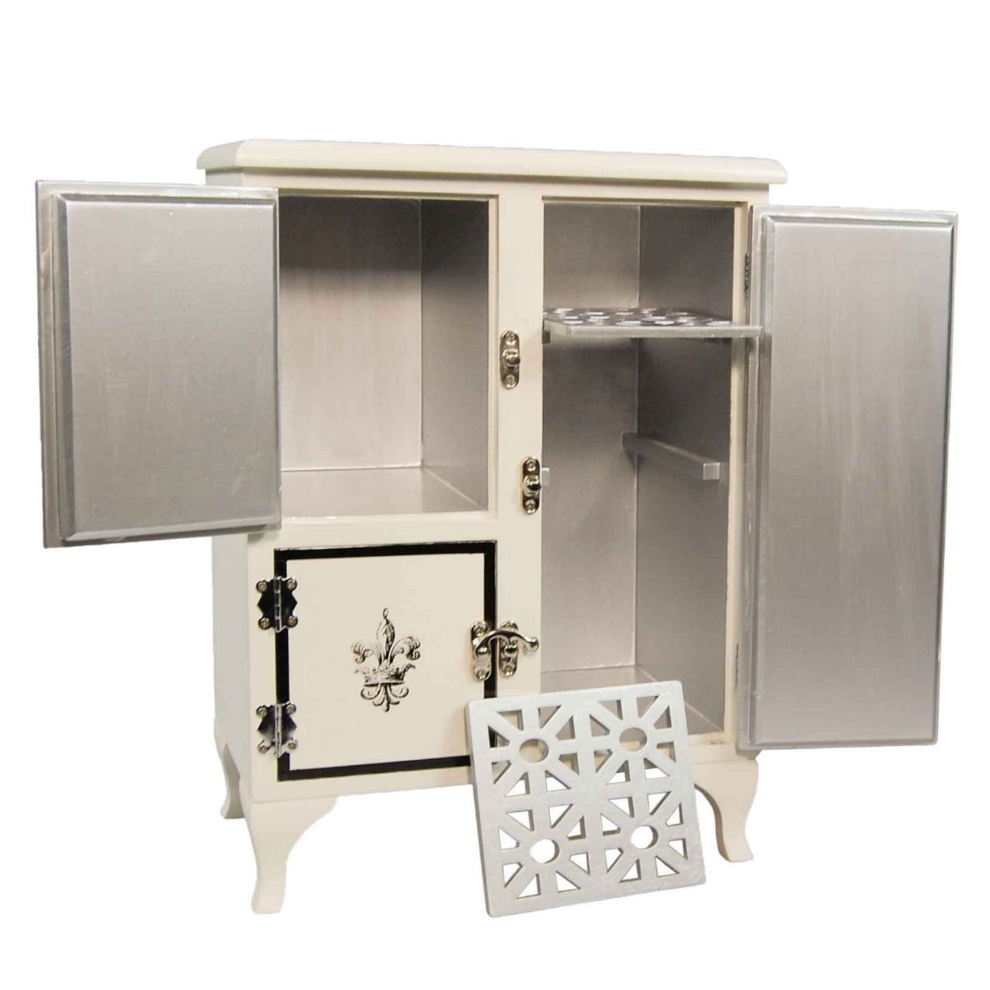 THE QUEEN'S TREASURES 18 Inch Doll Furniture, 1930's American Style Vintage Wooden Icebox for Kitchen Food Storage, Fits 18 Inch American Girl Dolls