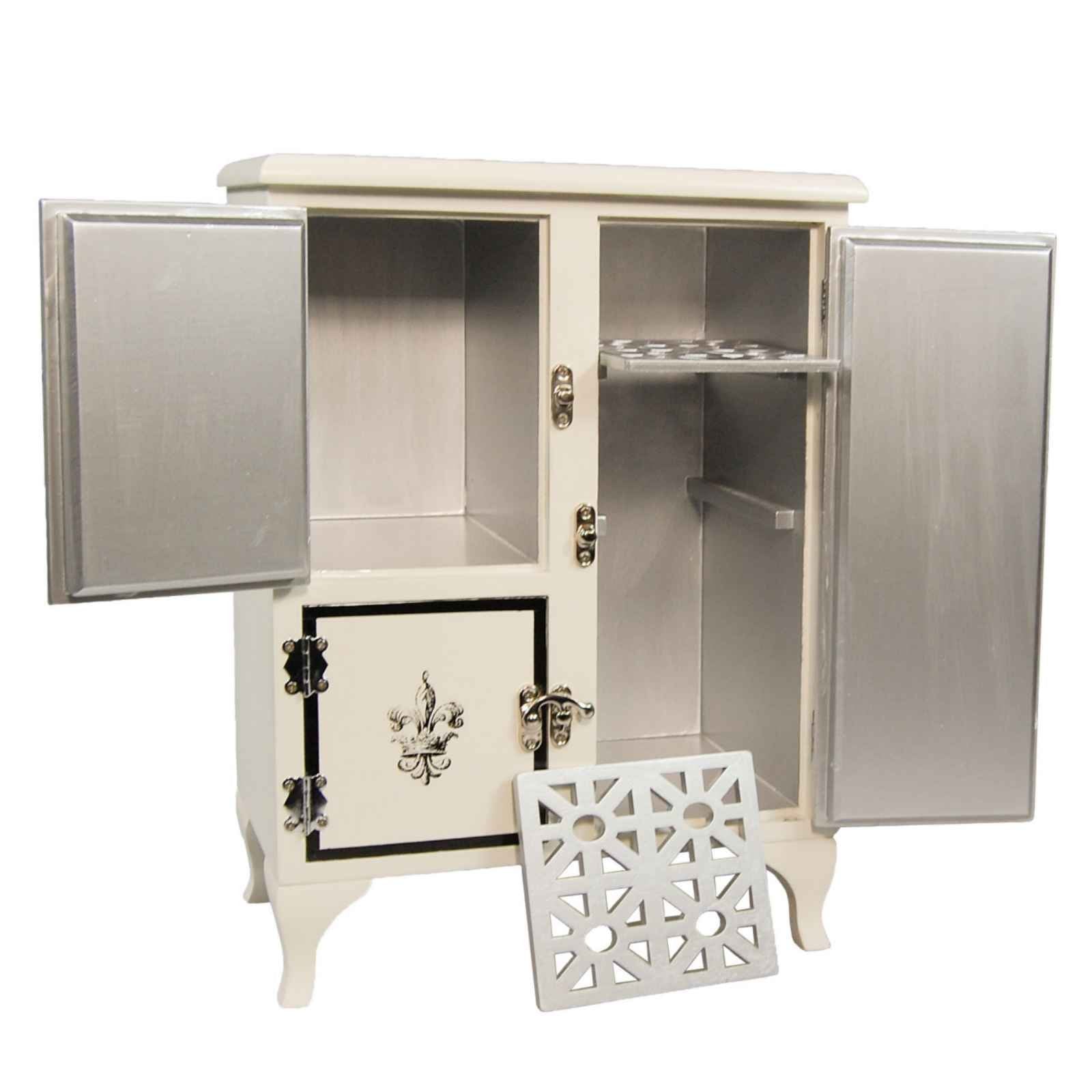 THE QUEEN'S TREASURES 18 Inch Doll Furniture, 1930's American Style Vintage Wooden Icebox for Kitchen Food Storage, Fits 18 Inch American Girl Dolls