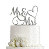 AMINJIE Mr and Mrs Cake Topper Decoration For Bride and Groom Sign Wedding/Engagement , Silver Glitter Acrylic