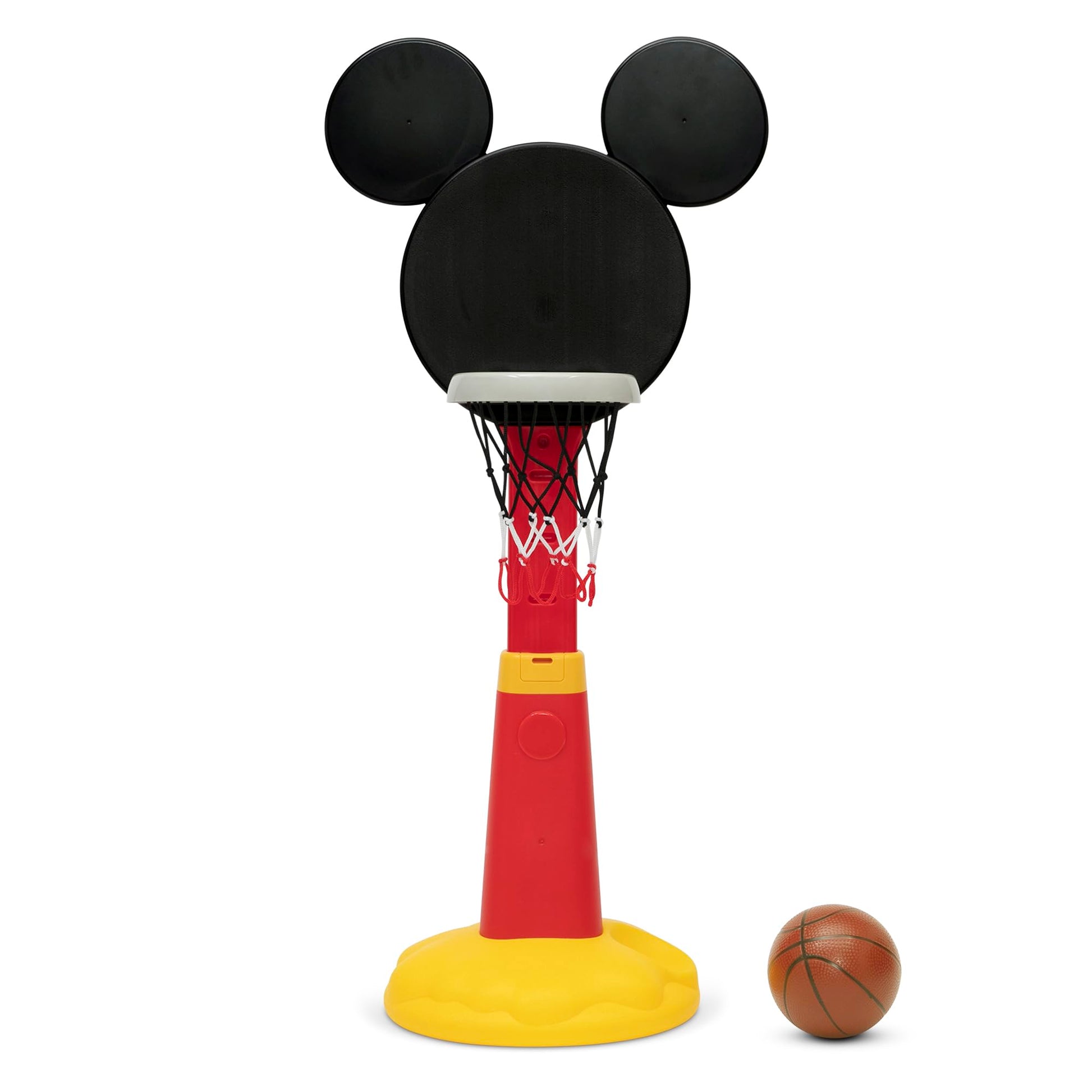 Delta Children Disney Mickey Mouse Plastic Basketball Set - Includes Basketball Hoop, 1 Basketball and Ball Pump, Red/Black