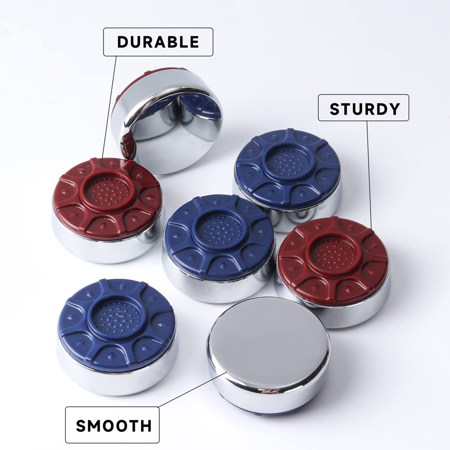 GSE Games & Sports Expert 2-1/8" (54 mm) Set of 8 Chrome Shuffleboard Pucks for Shuffleboard Table Accessories