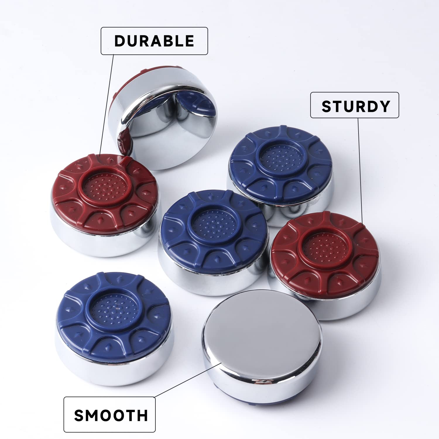 GSE Games & Sports Expert 2-1/8" (54 mm) Set of 8 Chrome Shuffleboard Pucks for Shuffleboard Table Accessories