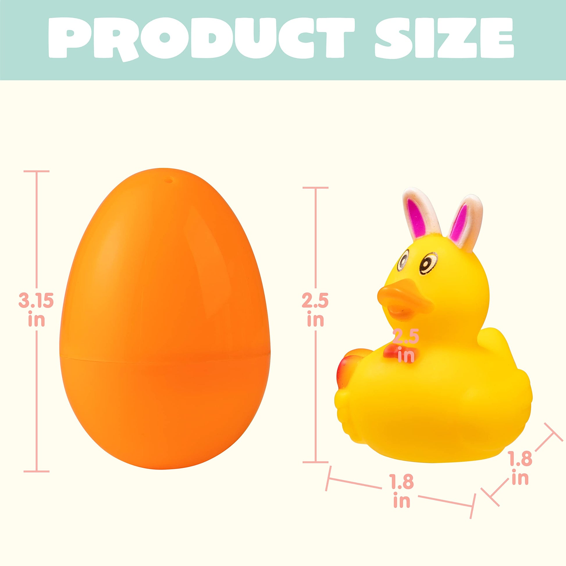 JOYIN 12 Pcs Filled Easter Eggs with Rubber Duck and Rabbit Duckies, Bright Colorful Prefilled Easter Eggs for Kids Fun Bath Toys, Basket Stuffers