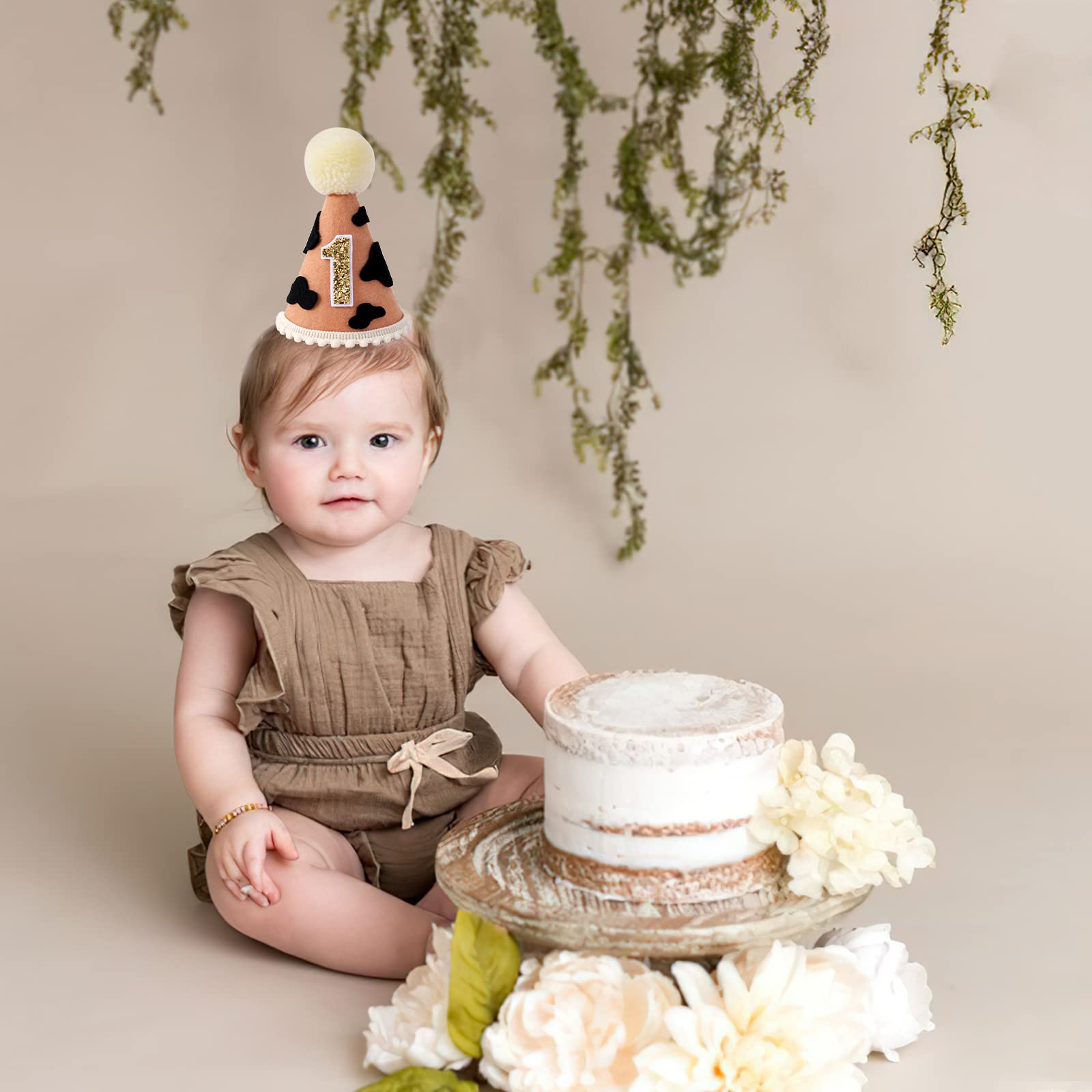 DSAANE Western Cowboy Party Hats - First Birthday Crowns for Decorations, Dress Up Photo Props