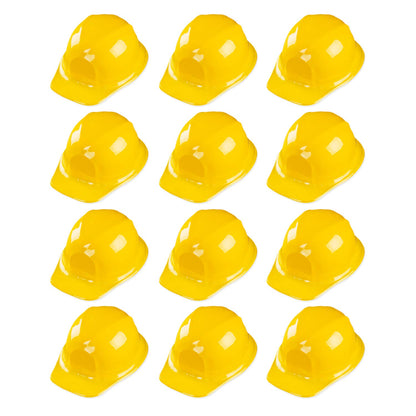 Super Z Outlet 12 Pack Yellow Construction Hard Hat Plastic Birthday Party Supplies Worker Caps Set Halloween Costume Toy