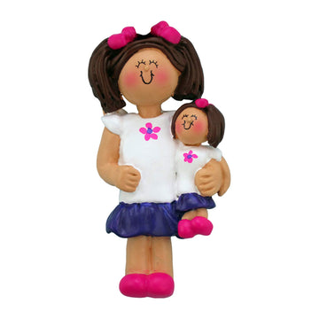 3D Brunette Toddler Ornaments for Christmas Tree 2026 - Brunette Doll Ornament for Kids Cozy Pajama Ornament for Girl Personalized Christmas Ornaments